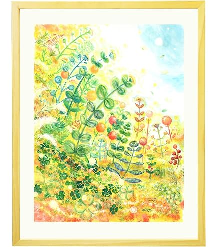 Amazon.co.jp: 笑顔 元気 希望 絵画 花のアート「咲きつづく日々」 額